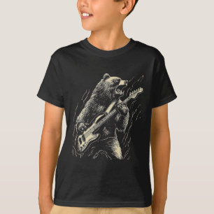 Retro Bear Playing Bass Guitar Bear Guitarist Musi T-Shirt