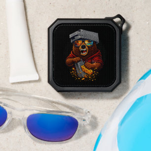 Retro Bear With Cheese Grater Hat and Sunglasses Bluetooth Speaker