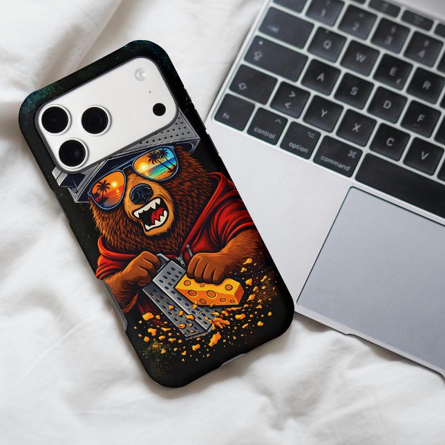 Retro Bear With Cheese Grater Hat and Sunglasses Case-Mate iPhone Case (Creator Uploaded)