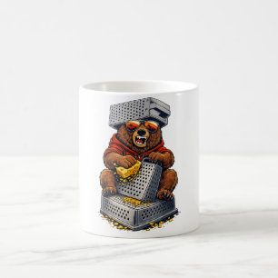 Retro Bear with Cheese Grater Hat and Sunglasses  Coffee Mug