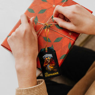 Retro Bear With Cheese Grater Hat and Sunglasses Gift Tags