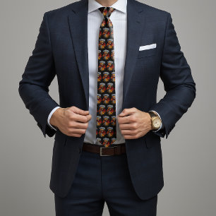 Retro Bear With Cheese Grater Hat and Sunglasses Neck Tie