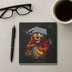 Retro Bear With Cheese Grater Hat and Sunglasses Notepad