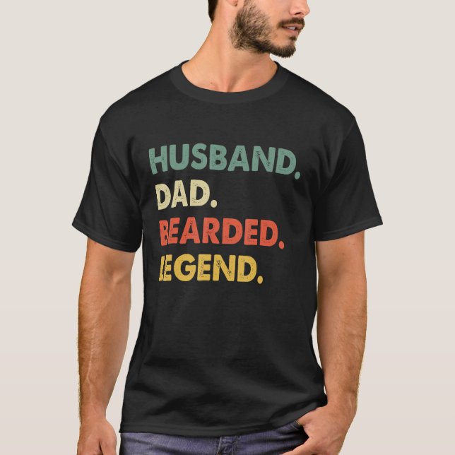 Retro Bearded Husband Dad Bearded Legend Men T-Shirt (Front)