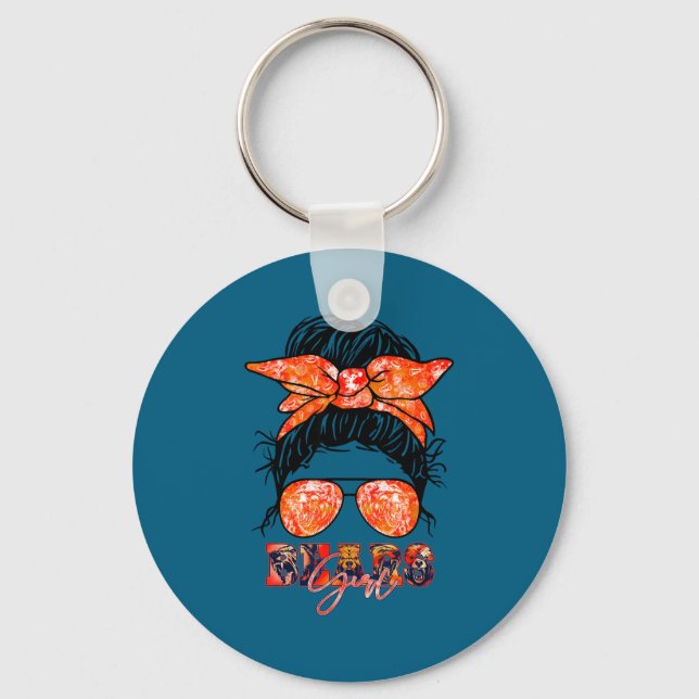 Retro Bears Girl Messy Bun Srts Team Matching Appa Keychain (Front)
