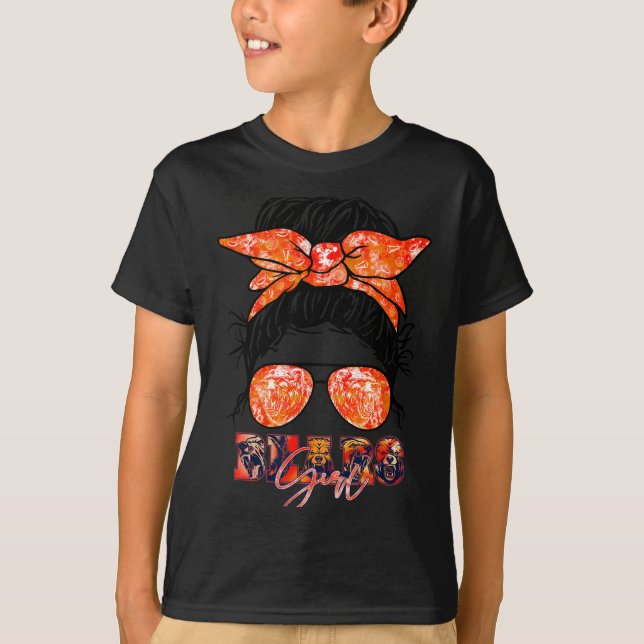 Retro Bears Girl Messy Bun Srts Team Matching Appa T-Shirt (Front)