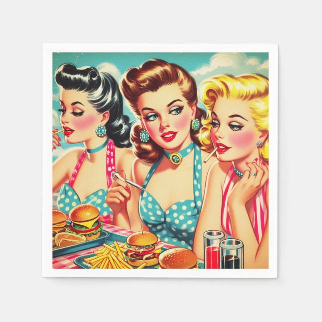Retro Beauties Pin Up Napkins (Front)