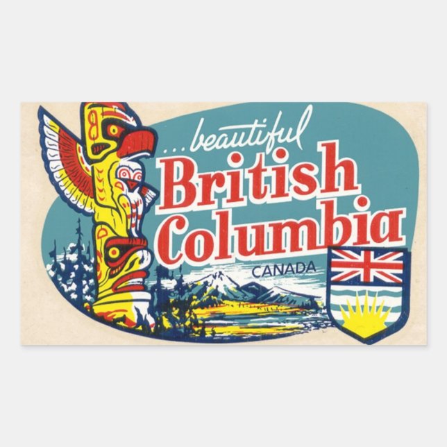 Retro Beautiful British Columbia Canada Sticker (Front)