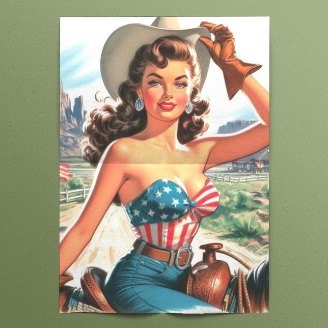 Retro Beautiful Cowgirl Pin Up Tissue Paper (Creator Uploaded)