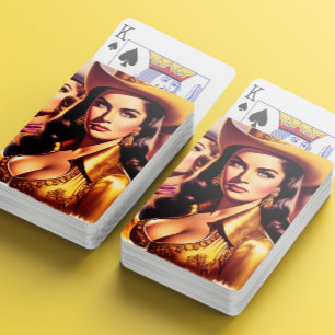Retro Beautiful Cowgirls Poker Cards