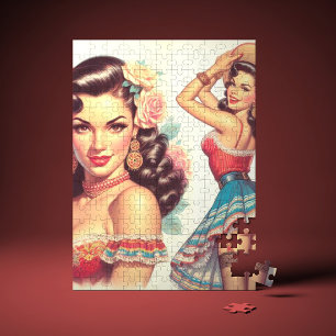 Retro Beauty Mexican Woman Jigsaw Puzzle