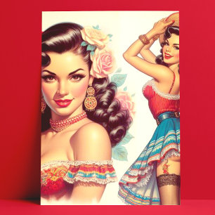 Retro Beauty Mexican Woman Postcard