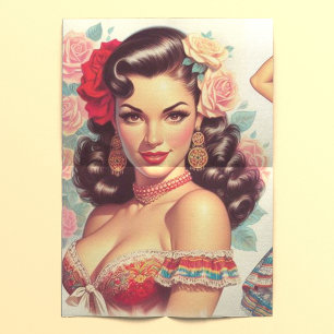 Retro Beauty Mexican Woman Tissue Paper