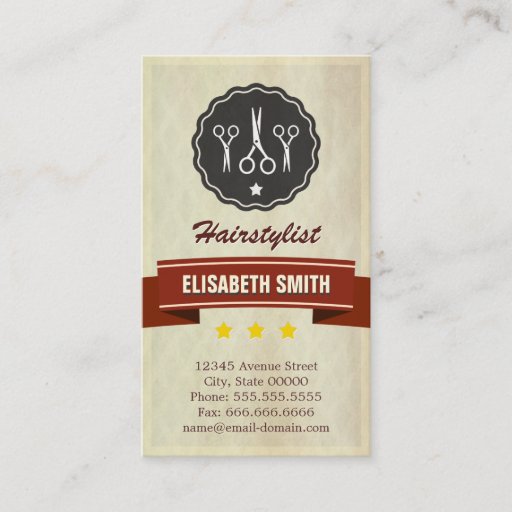 Customizable Retro Beauty Salon - Hair Stylist Business Card Templates