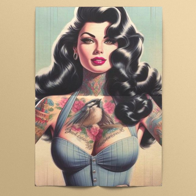 Retro Beauty Tattooed Pin up Tissue Paper (Creator Uploaded)