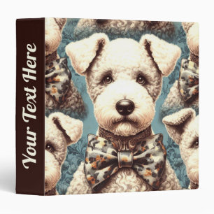 Retro Bedlington Terrier Illustration 3 Ring Binder