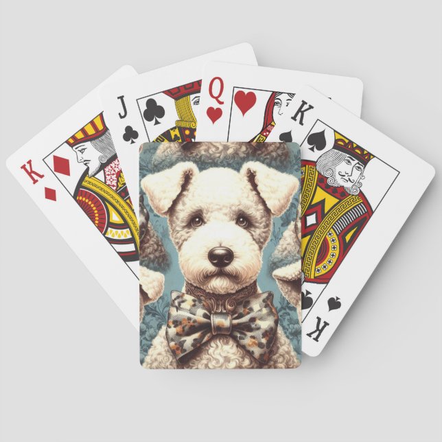 Retro Bedlington Terrier Illustration Poker Cards (Back)