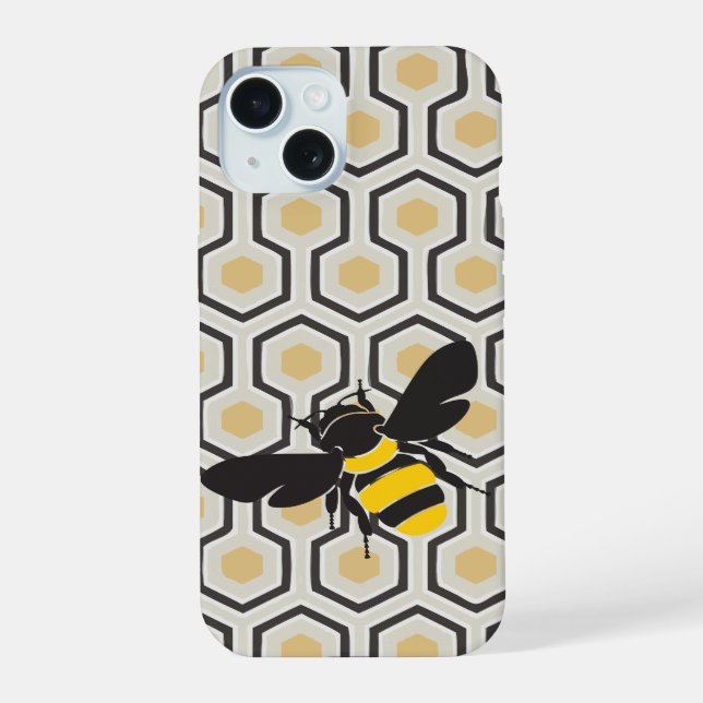 Retro Bee and Honeycomb Pattern Iphone Case (Back)