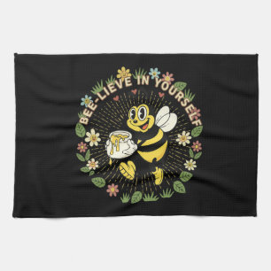 Retro Bee-lieve In Yourself Vintage Honey Bee Kitchen Towel