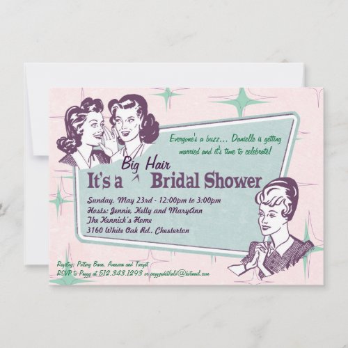 Retro Beehive Hairdo-Big Hair Bridal Shower -smlr Personalized Invitation