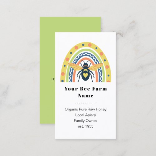 Retro Beekeeper Apiary Organic Honey Bee Rainbow Business Card