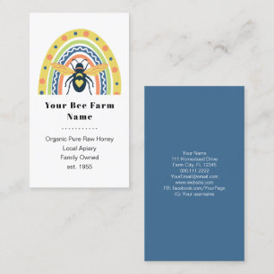 Retro Beekeeper Apiary Organic Honey Bee Rainbow  Business Card
