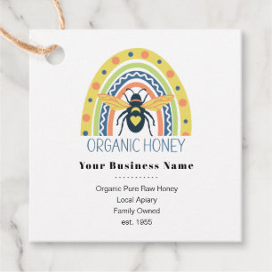 Retro Beekeeper Apiary Organic Honey Bee Rainbow Favor Tags