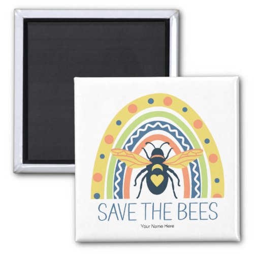 Retro Beekeeper Apiary Organic Honey Bee Rainbow Magnet