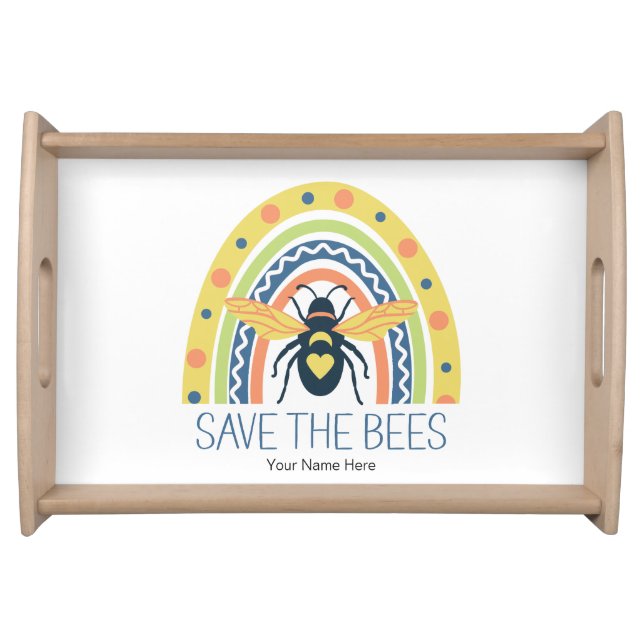 Retro Beekeeper Apiary Organic Honey Bee Rainbow Serving Tray (Front)