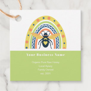 Retro Beekeeper Honey Bee Rainbow Color Block Favor Tags