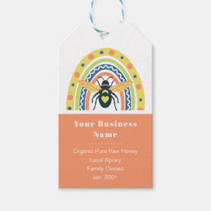 Retro Beekeeper Honey Bee Rainbow Color Block Gift Tags