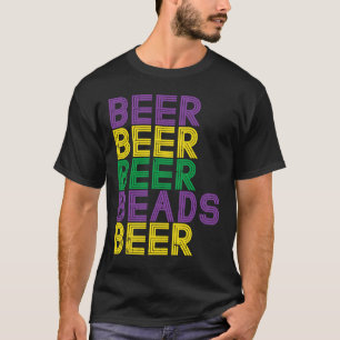 Retro Beer Beads Funny Mardi Gras Party Carnival M T-Shirt