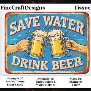 Retro Beer Lover Distressed Sign FP2O Decoupage Tissue Paper