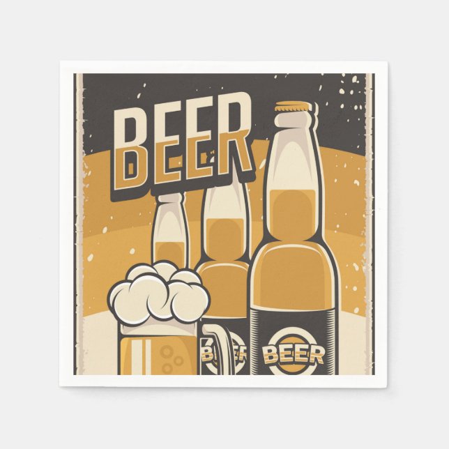 Retro beer lovers party  napkins (Front)