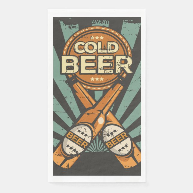 Retro beer lovers party Paper  Guest Towels (Front)