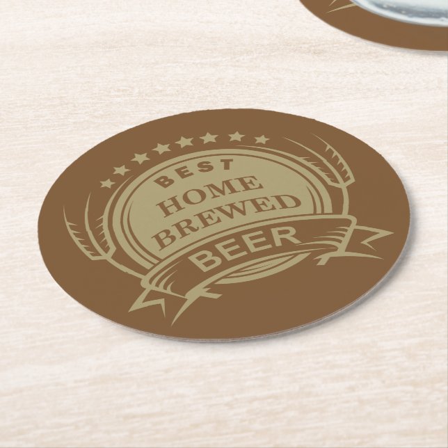 Retro Beer Theme Round Paper Coaster (Angled)
