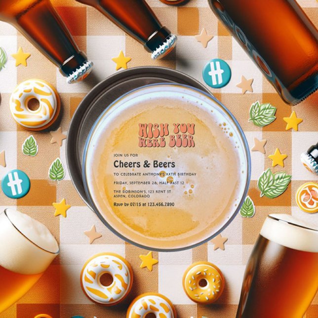 Retro Beer themed Birthday Party Invitation (Retro Beer Party Invitation)