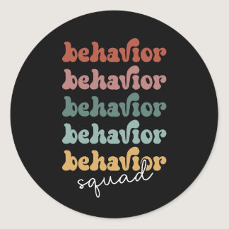 Retro Behavior Squad Behavioral Therapist Classic Round Sticker