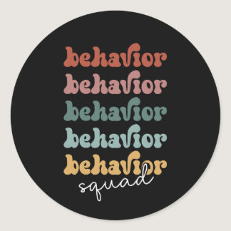 Retro Behavior Squad Behavioral Therapist Classic Round Sticker