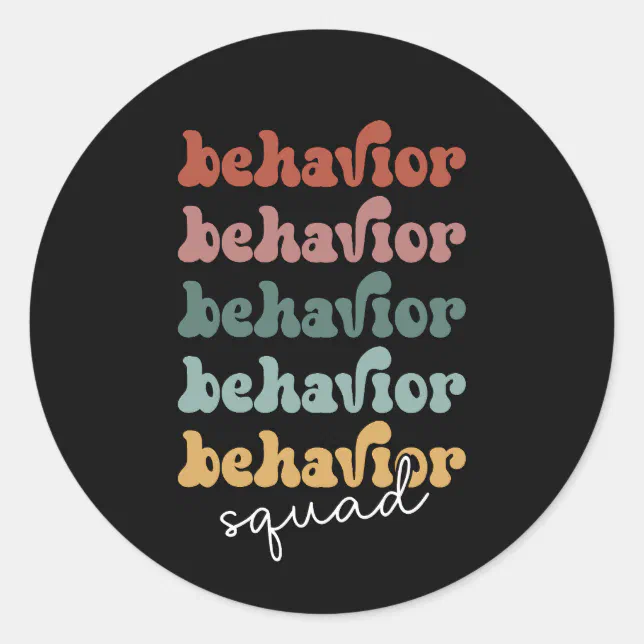 Behavior Sticker Call Center Retro Behavior Squad Behavioral Therapist Classic Round Sticker | Zazzle