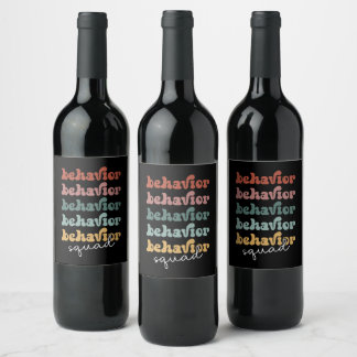 Retro Behavior Squad Behavioral Therapist Wine Label