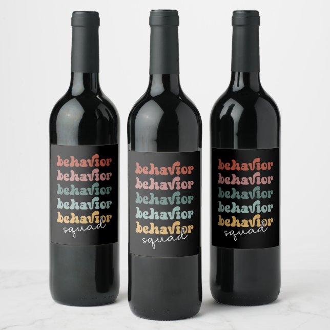 Retro Behavior Squad Behavioral Therapist Wine Label (Bottles)