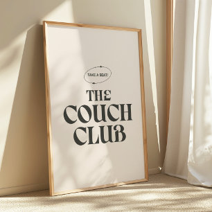 Retro Beige Bold Typography "Couch Club" Poster
