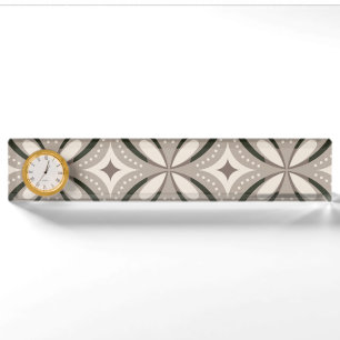 Retro Beige & Brown Geometric Shapes Desk Name Plate
