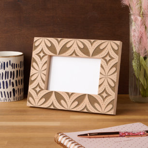 Retro Beige & Brown Geometric Shapes Engraved Frames