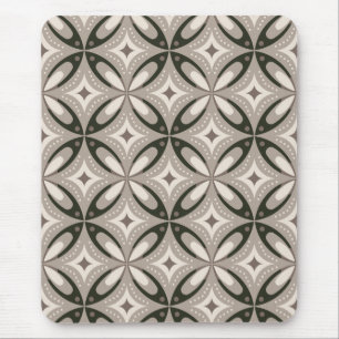 Retro Beige & Brown Geometric Shapes Mouse Pad