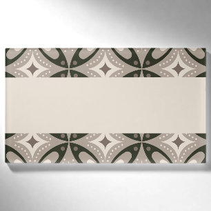 Retro Beige & Brown Geometric Shapes Name Tag