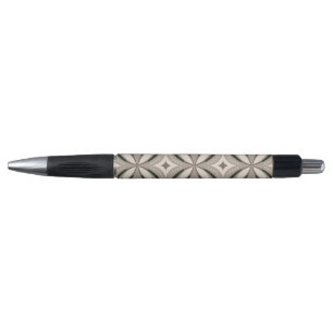 Retro Beige & Brown Geometric Shapes Pen