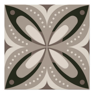 Retro Beige & Brown Geometric Shapes Poster