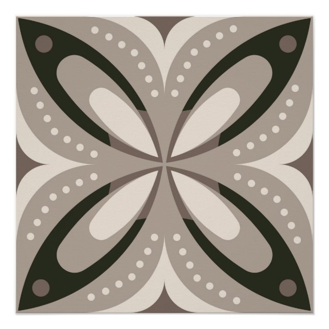 Retro Beige & Brown Geometric Shapes Poster (Front)